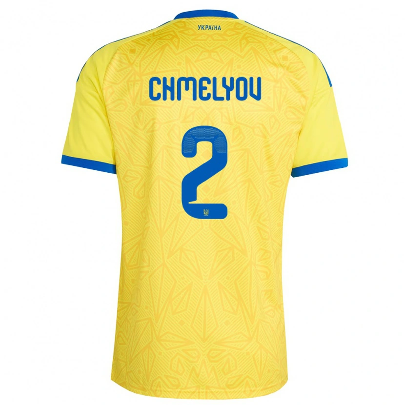 Danxen Män Ukraina Oleksandr Chmelyov #2 Gul Blå Hemmatröja Matchtröjor 26-28 Tröjor T-Tröja
