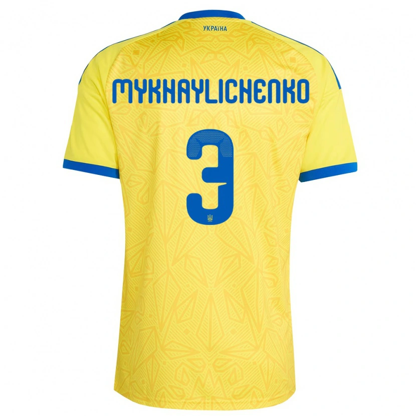 Danxen Män Ukraina Bogdan Mykhaylichenko #3 Gul Blå Hemmatröja Matchtröjor 26-28 Tröjor T-Tröja