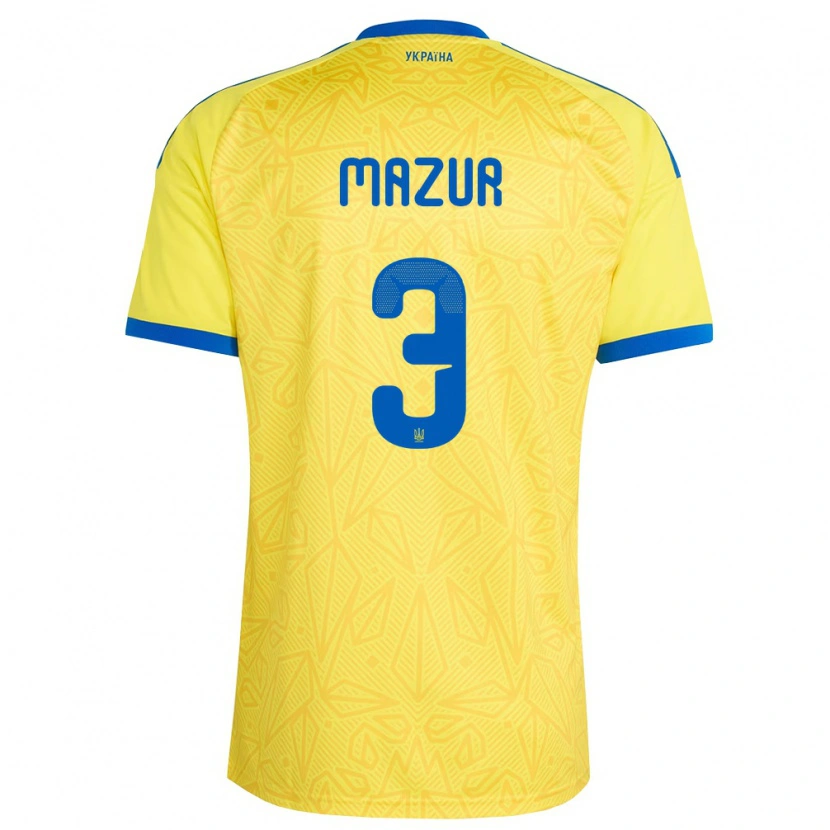 Danxen Män Ukraina Artem Mazur #3 Gul Blå Hemmatröja Matchtröjor 26-28 Tröjor T-Tröja