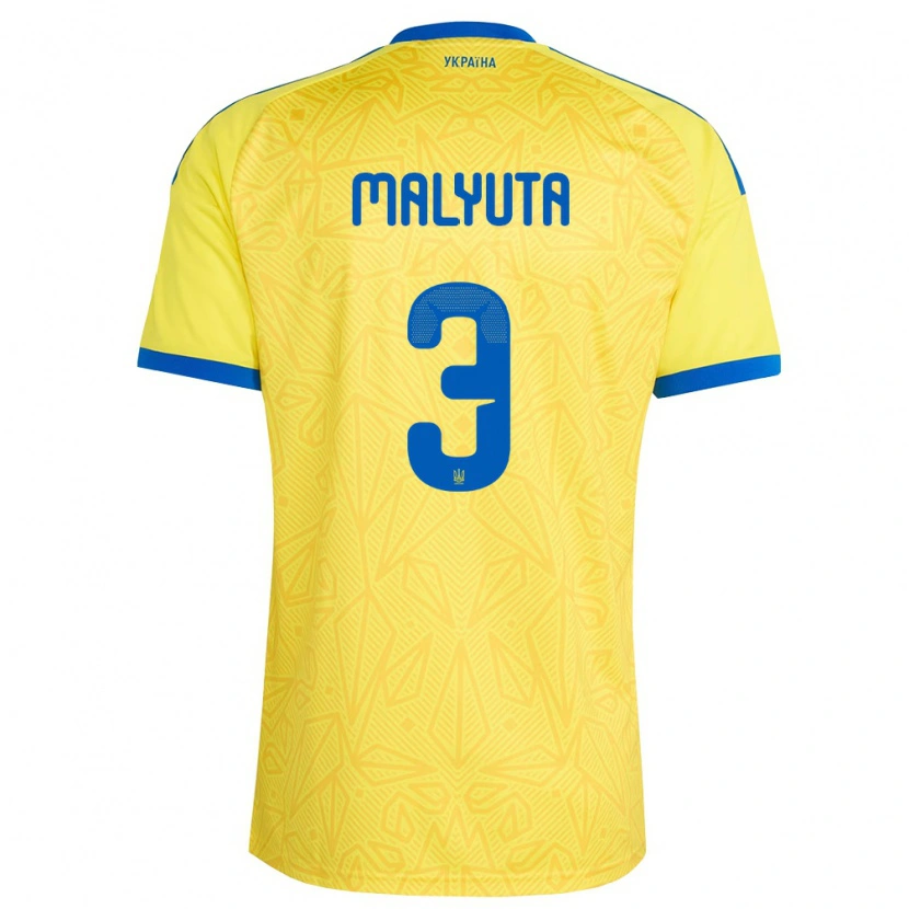 Danxen Män Ukraina Artur Malyuta #3 Gul Blå Hemmatröja Matchtröjor 26-28 Tröjor T-Tröja