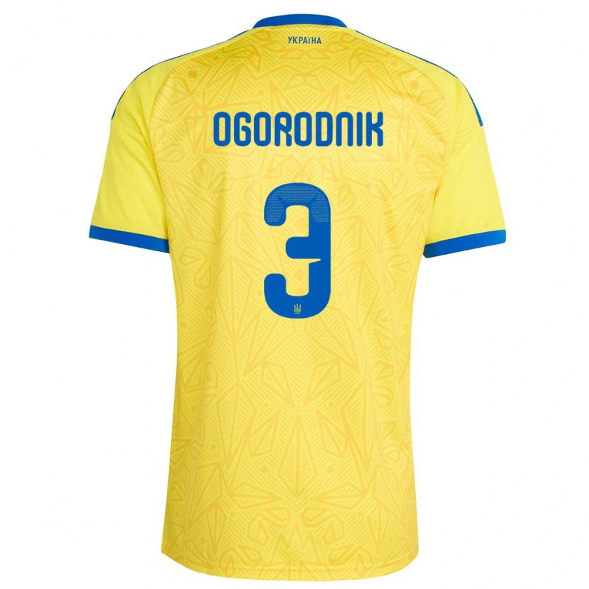 Danxen Män Ukraina Danylo Ogorodnik #3 Gul Blå Hemmatröja Matchtröjor 26-28 Tröjor T-Tröja
