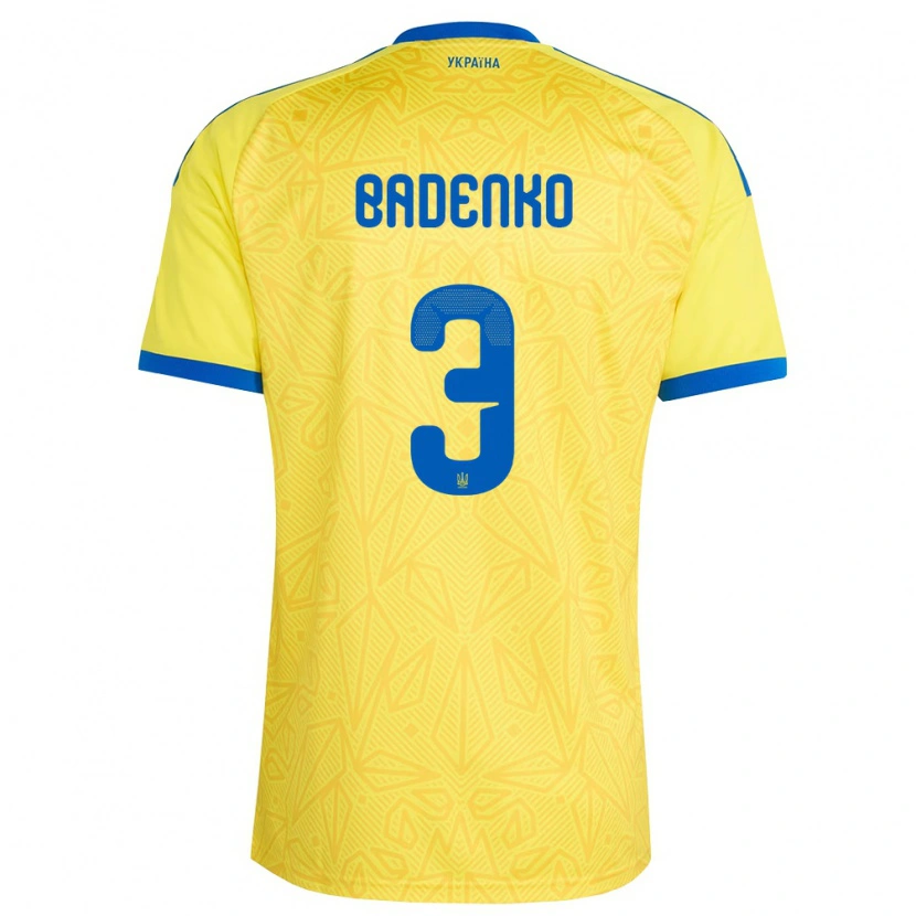 Danxen Män Ukraina Ilya Badenko #3 Gul Blå Hemmatröja Matchtröjor 26-28 Tröjor T-Tröja