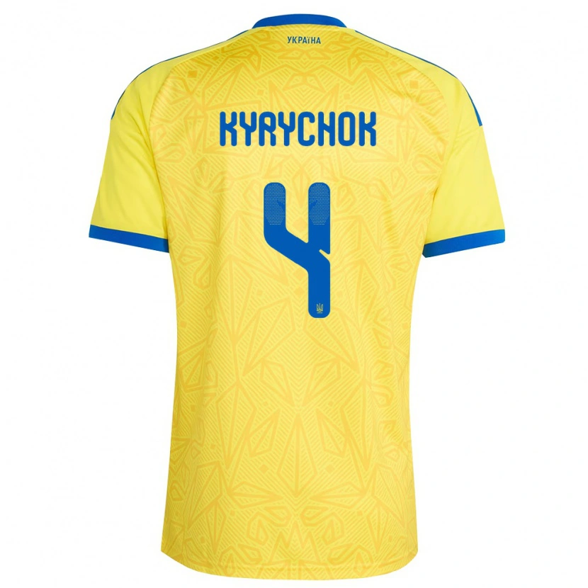 Danxen Män Ukraina Mykola Kyrychok #4 Gul Blå Hemmatröja Matchtröjor 26-28 Tröjor T-Tröja