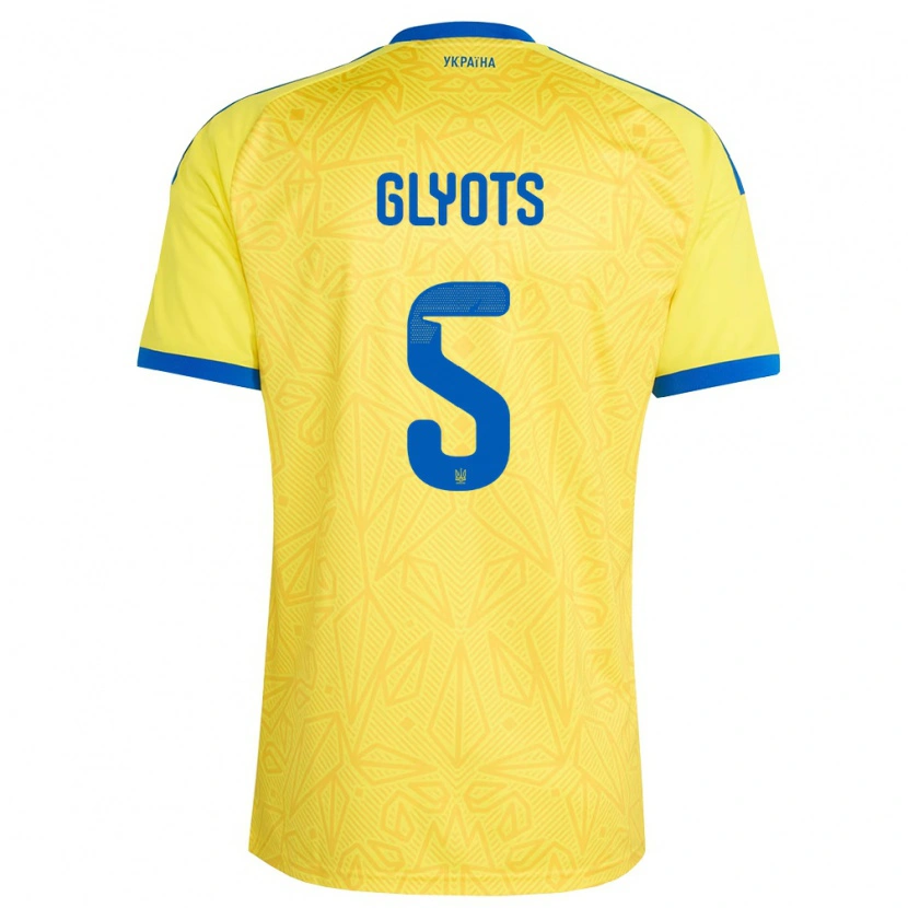 Danxen Män Ukraina Svyatoslav Glyots #5 Gul Blå Hemmatröja Matchtröjor 26-28 Tröjor T-Tröja