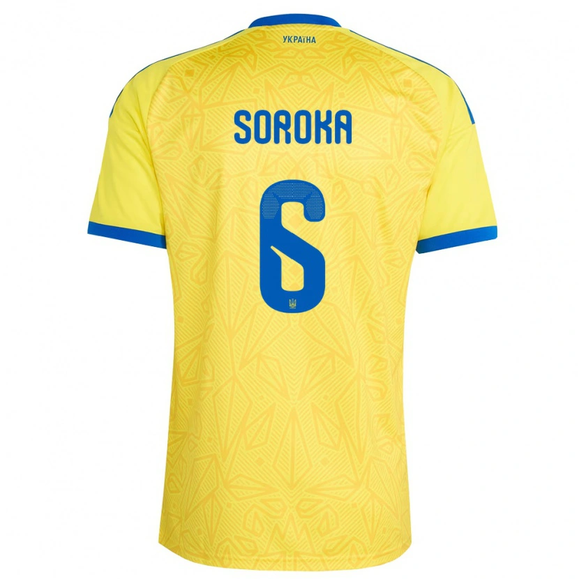 Danxen Män Ukraina Oleksandr Soroka #6 Gul Blå Hemmatröja Matchtröjor 26-28 Tröjor T-Tröja