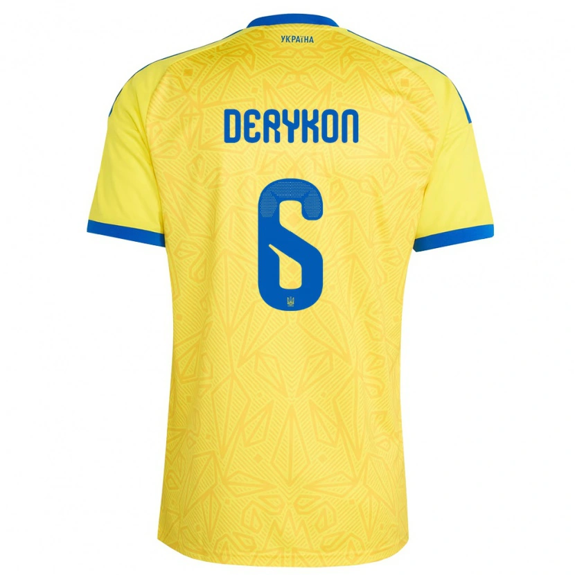 Danxen Män Ukraina Artem Derykon #6 Gul Blå Hemmatröja Matchtröjor 26-28 Tröjor T-Tröja