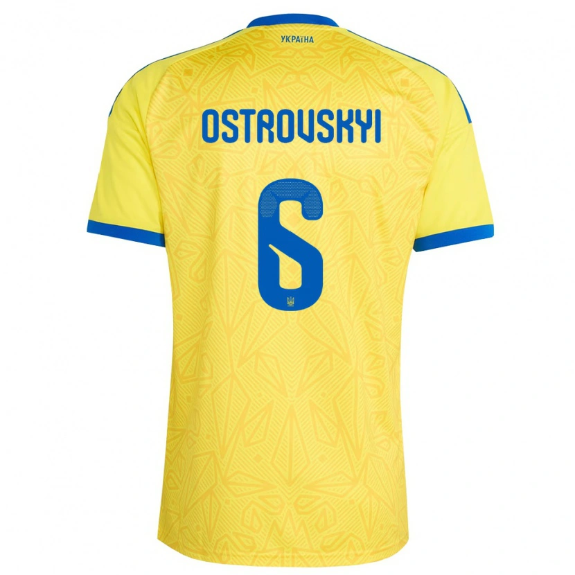 Danxen Män Ukraina Ilya Ostrovskyi #6 Gul Blå Hemmatröja Matchtröjor 26-28 Tröjor T-Tröja