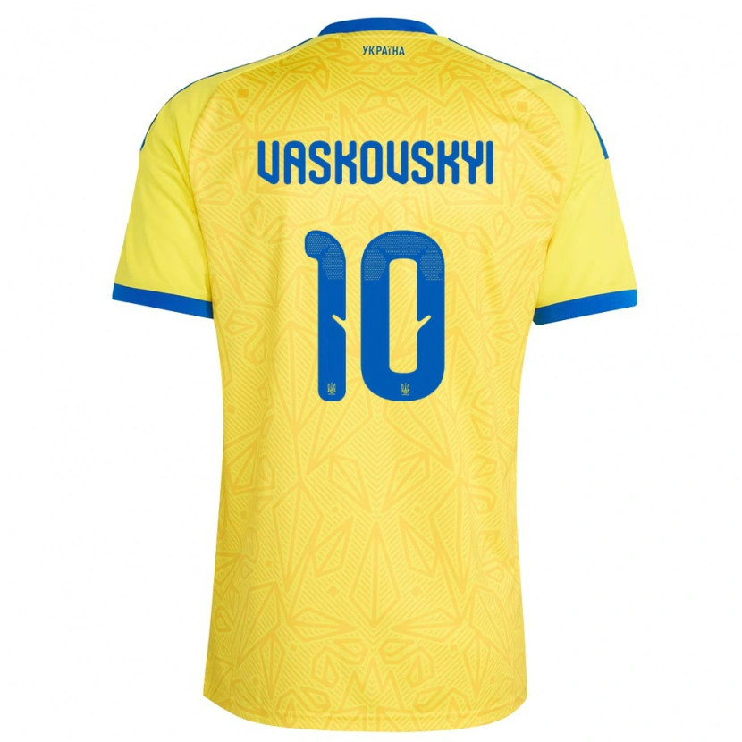Danxen Män Ukraina Myroslav Vaskovskyi #10 Gul Blå Hemmatröja Matchtröjor 26-28 Tröjor T-Tröja