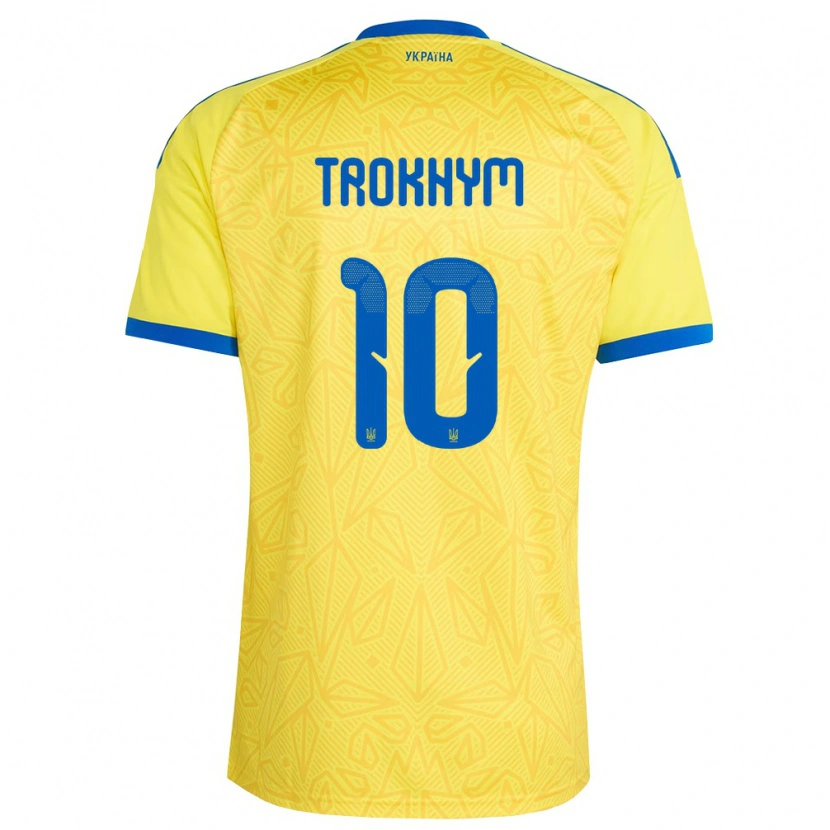 Danxen Män Ukraina Arseniy-Tymofiy Trokhym #10 Gul Blå Hemmatröja Matchtröjor 26-28 Tröjor T-Tröja