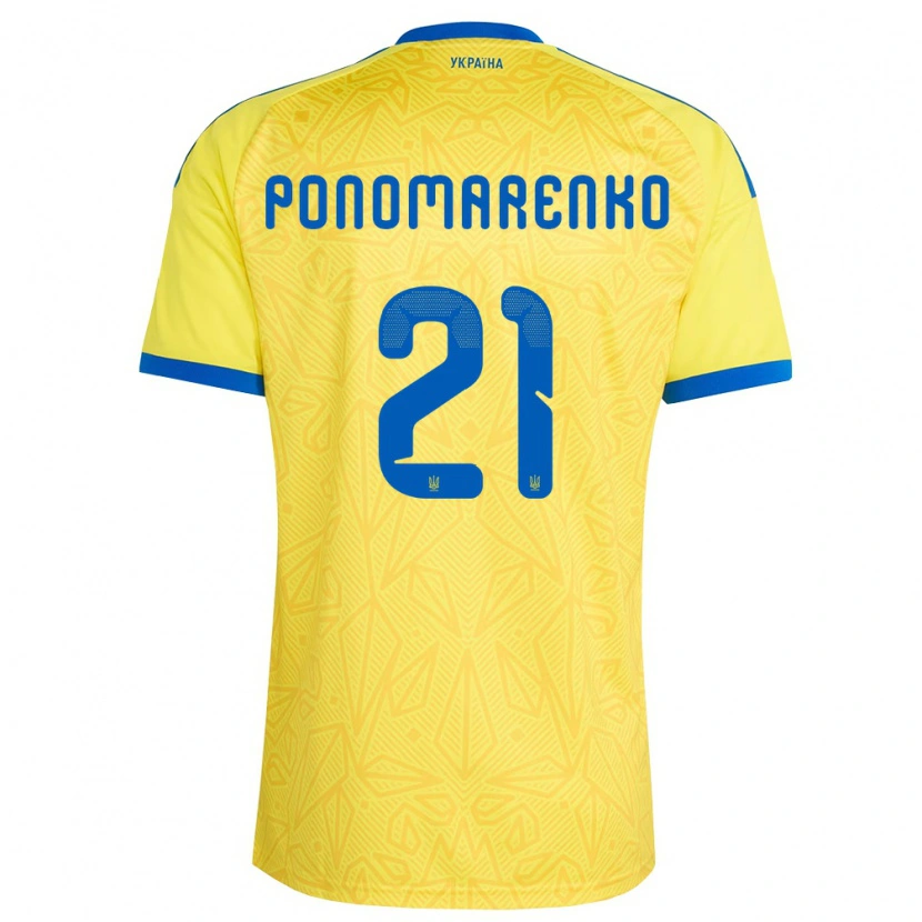 Danxen Män Ukraina Matviy Ponomarenko #21 Gul Blå Hemmatröja Matchtröjor 26-28 Tröjor T-Tröja