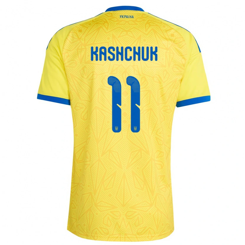 Danxen Män Ukraina Oleksiy Kashchuk #11 Gul Blå Hemmatröja Matchtröjor 26-28 Tröjor T-Tröja