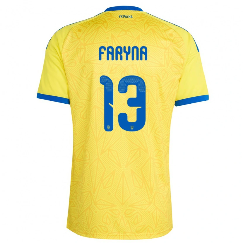 Danxen Män Ukraina Maryan Faryna #13 Gul Blå Hemmatröja Matchtröjor 26-28 Tröjor T-Tröja