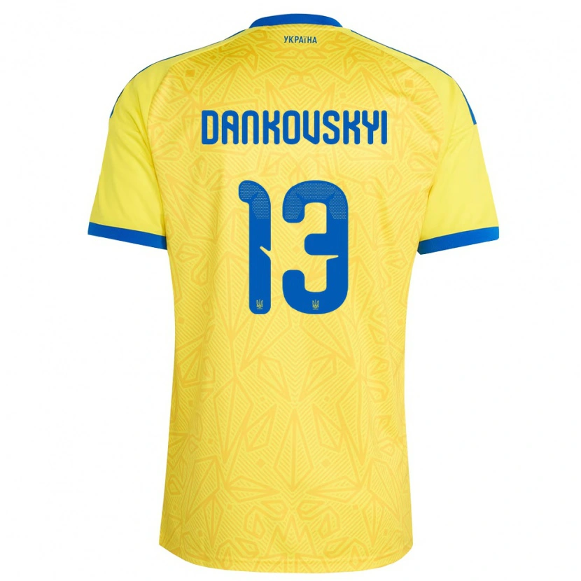 Danxen Män Ukraina Yegor Dankovskyi #13 Gul Blå Hemmatröja Matchtröjor 26-28 Tröjor T-Tröja