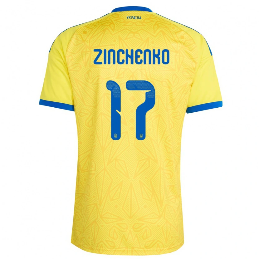 Danxen Män Ukraina Oleksandr Zinchenko #17 Gul Blå Hemmatröja Matchtröjor 26-28 Tröjor T-Tröja