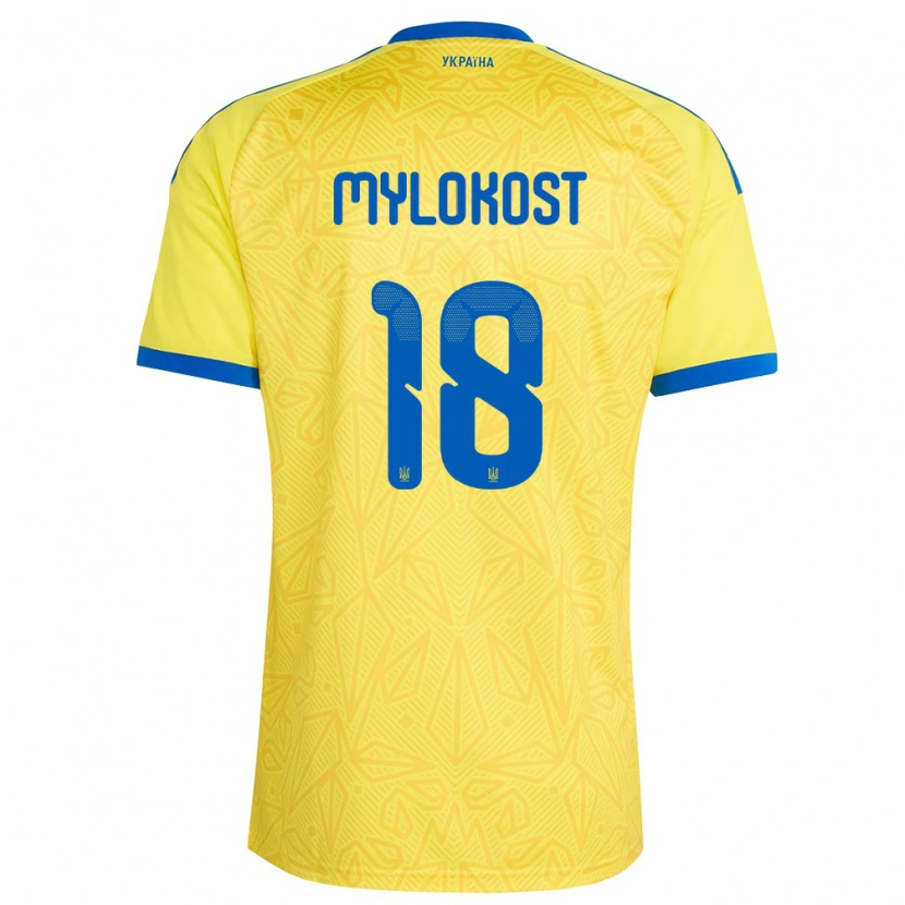 Danxen Män Ukraina Yaroslav Mylokost #18 Gul Blå Hemmatröja Matchtröjor 26-28 Tröjor T-Tröja
