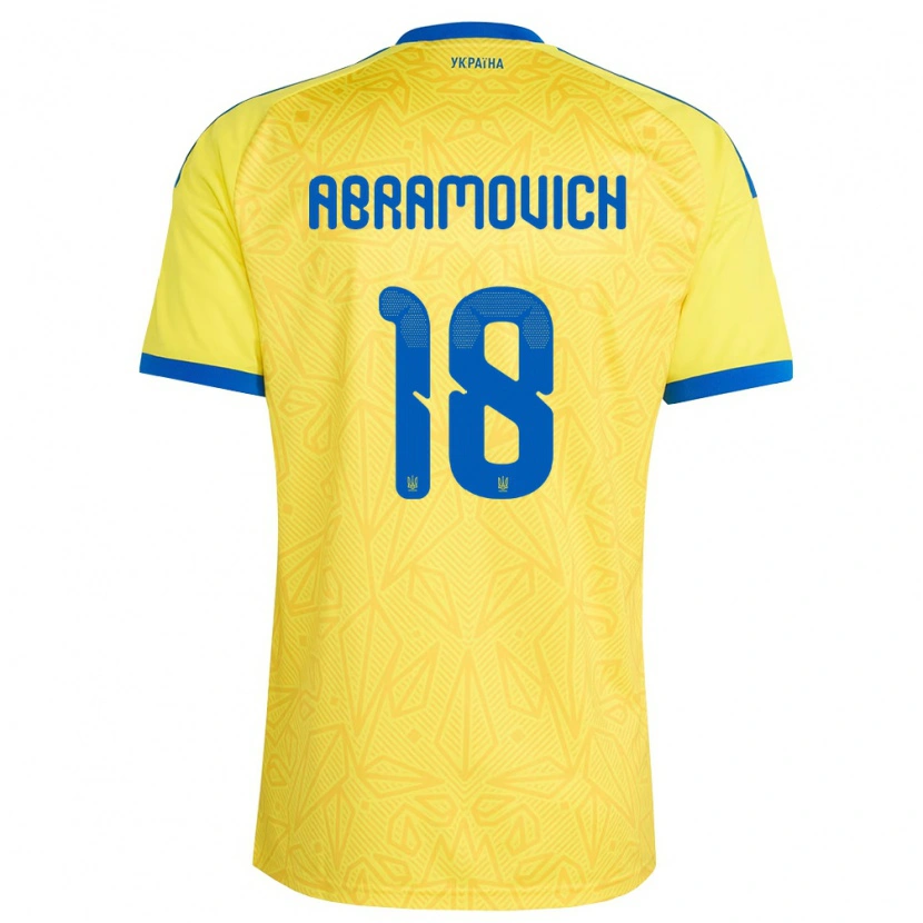 Danxen Män Ukraina Mykhaylo Abramovich #18 Gul Blå Hemmatröja Matchtröjor 26-28 Tröjor T-Tröja