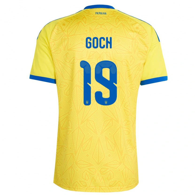 Danxen Män Ukraina Oleksandr Goch #19 Gul Blå Hemmatröja Matchtröjor 26-28 Tröjor T-Tröja