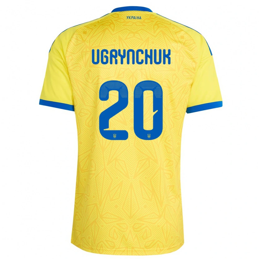 Danxen Män Ukraina Artem Ugrynchuk #20 Gul Blå Hemmatröja Matchtröjor 26-28 Tröjor T-Tröja