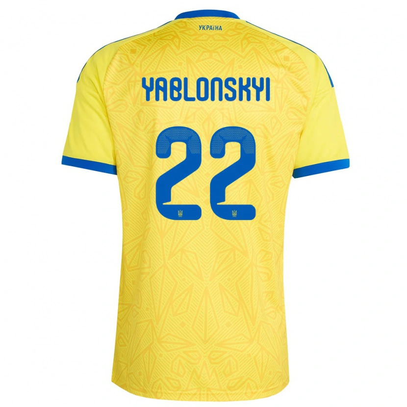 Danxen Män Ukraina Ilya Yablonskyi #22 Gul Blå Hemmatröja Matchtröjor 26-28 Tröjor T-Tröja