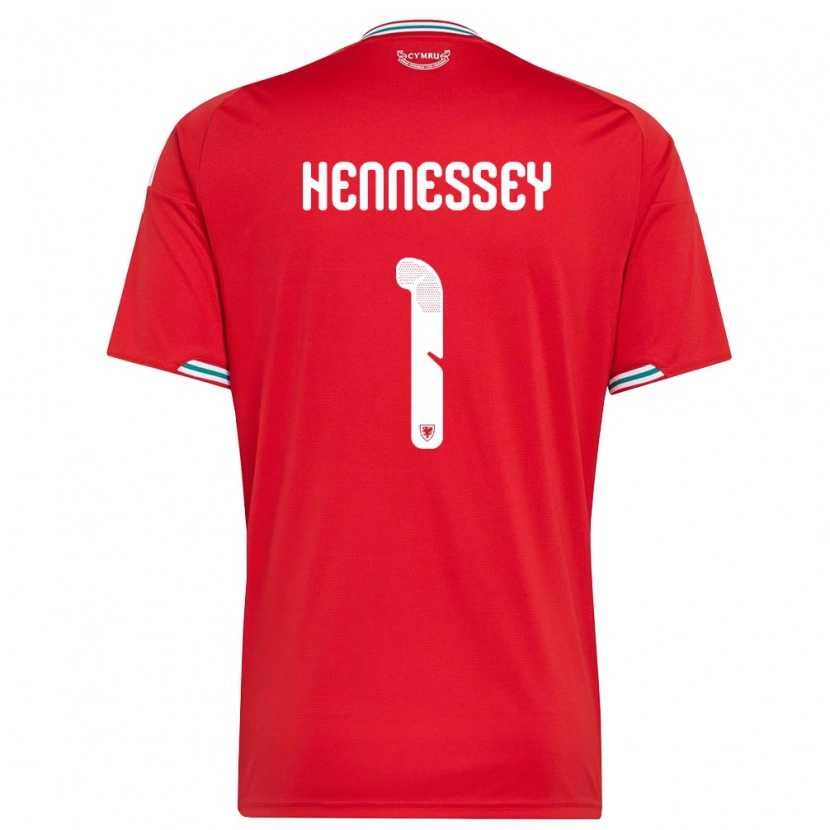 Danxen Män Wales Wayne Hennessey #1 Röd Vit Grön Hemmatröja Matchtröjor 26-28 Tröjor T-Tröja