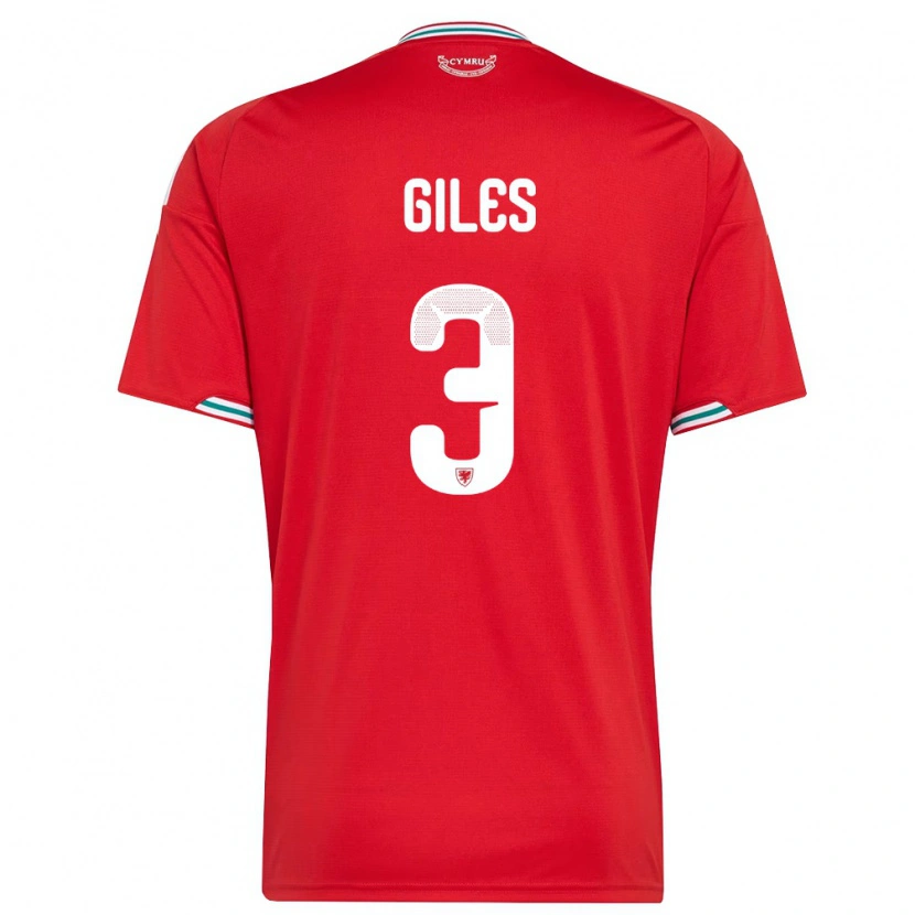 Danxen Män Wales Luey Giles #3 Röd Vit Grön Hemmatröja Matchtröjor 26-28 Tröjor T-Tröja