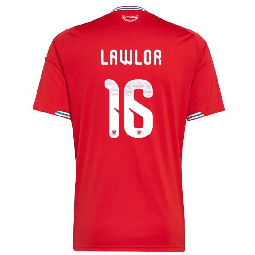 Danxen Män Wales Dylan Lawlor #16 Röd Vit Grön Hemmatröja Matchtröjor 26-28 Tröjor T-Tröja