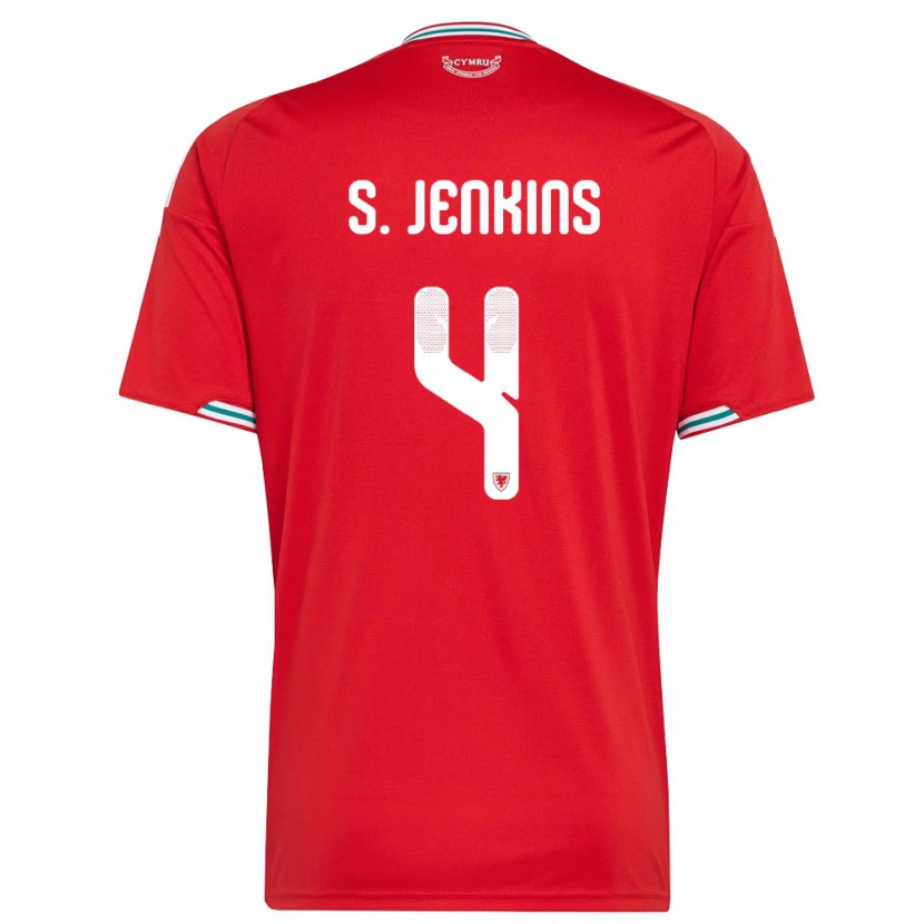 Danxen Män Wales Shaunna Jenkins #4 Röd Vit Grön Hemmatröja Matchtröjor 26-28 Tröjor T-Tröja