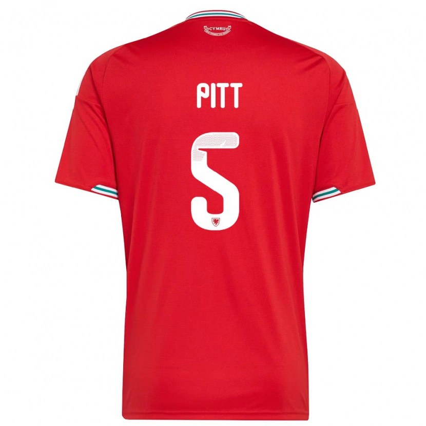 Danxen Män Wales Theo Pitt #5 Röd Vit Grön Hemmatröja Matchtröjor 26-28 Tröjor T-Tröja