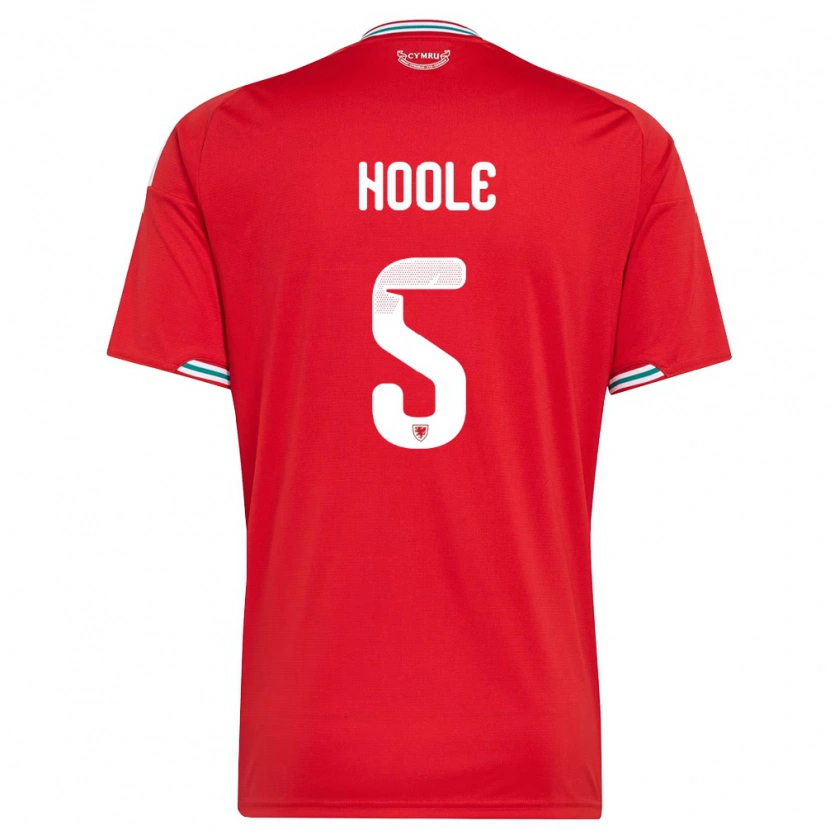 Danxen Män Wales Luca Hoole #5 Röd Vit Grön Hemmatröja Matchtröjor 26-28 Tröjor T-Tröja