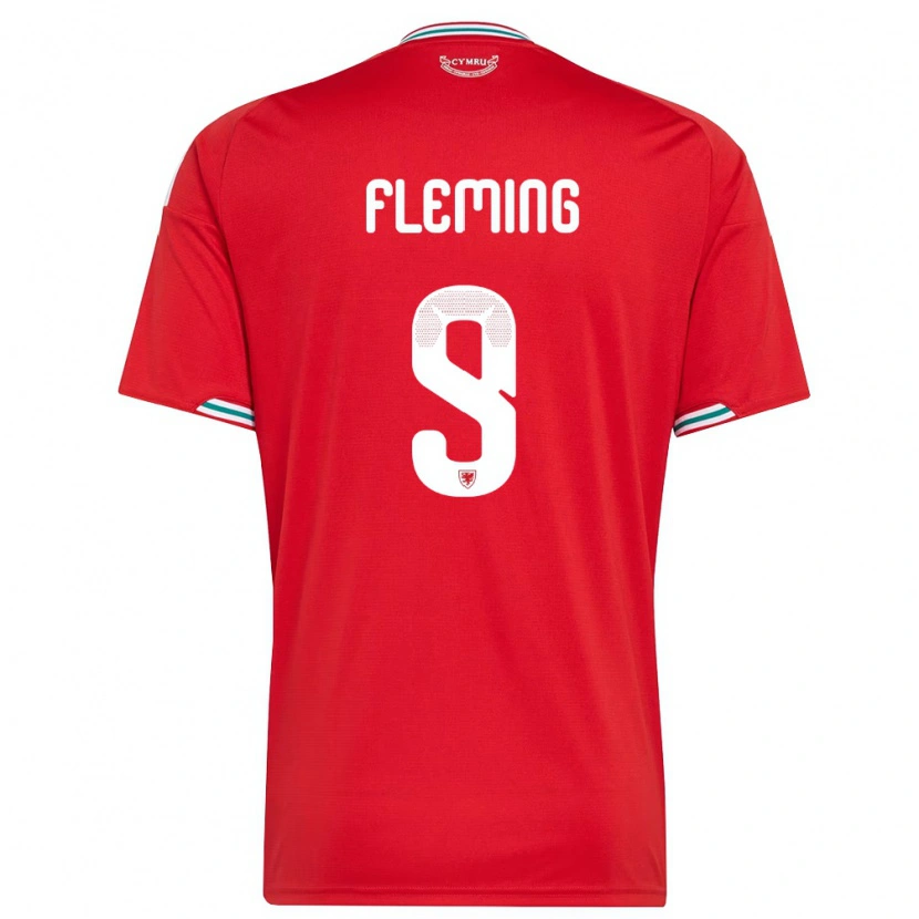 Danxen Män Wales Cole Fleming #9 Röd Vit Grön Hemmatröja Matchtröjor 26-28 Tröjor T-Tröja