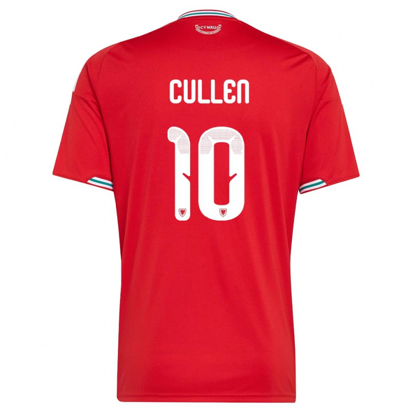 Danxen Män Wales Liam Cullen #10 Röd Vit Grön Hemmatröja Matchtröjor 26-28 Tröjor T-Tröja