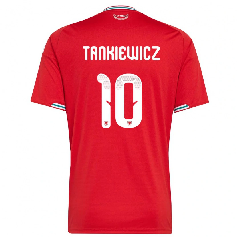 Danxen Män Wales Rob Tankiewicz #10 Röd Vit Grön Hemmatröja Matchtröjor 26-28 Tröjor T-Tröja
