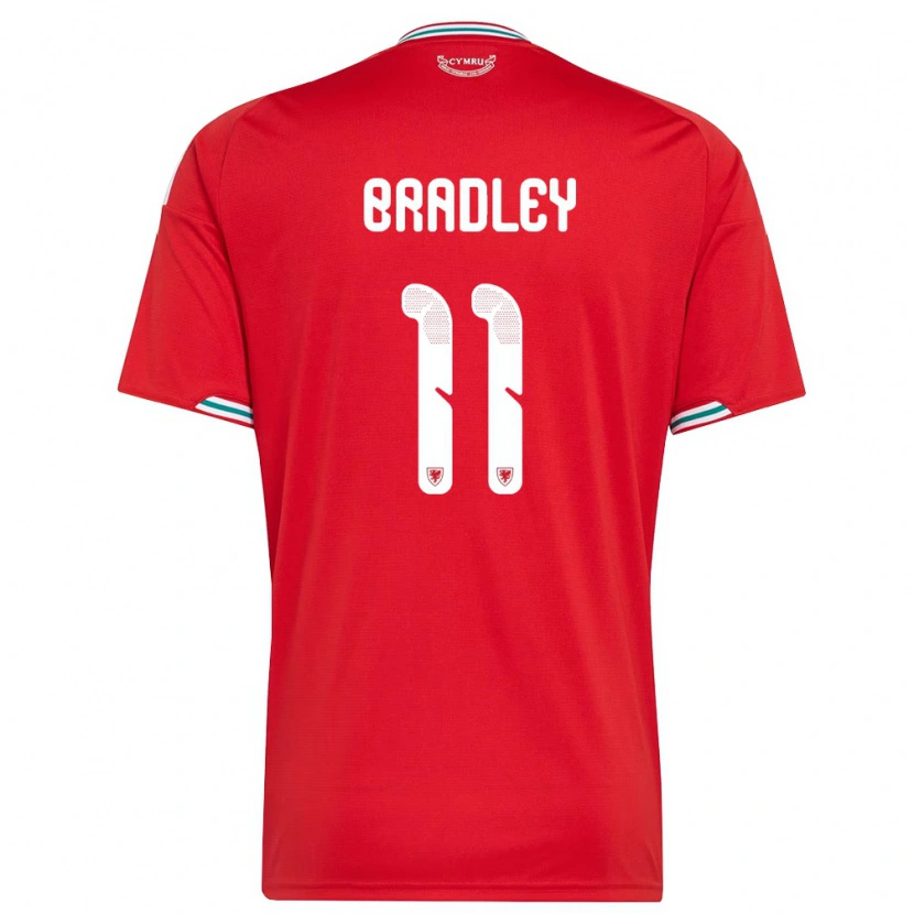 Danxen Män Wales Sion Bradley #11 Röd Vit Grön Hemmatröja Matchtröjor 26-28 Tröjor T-Tröja