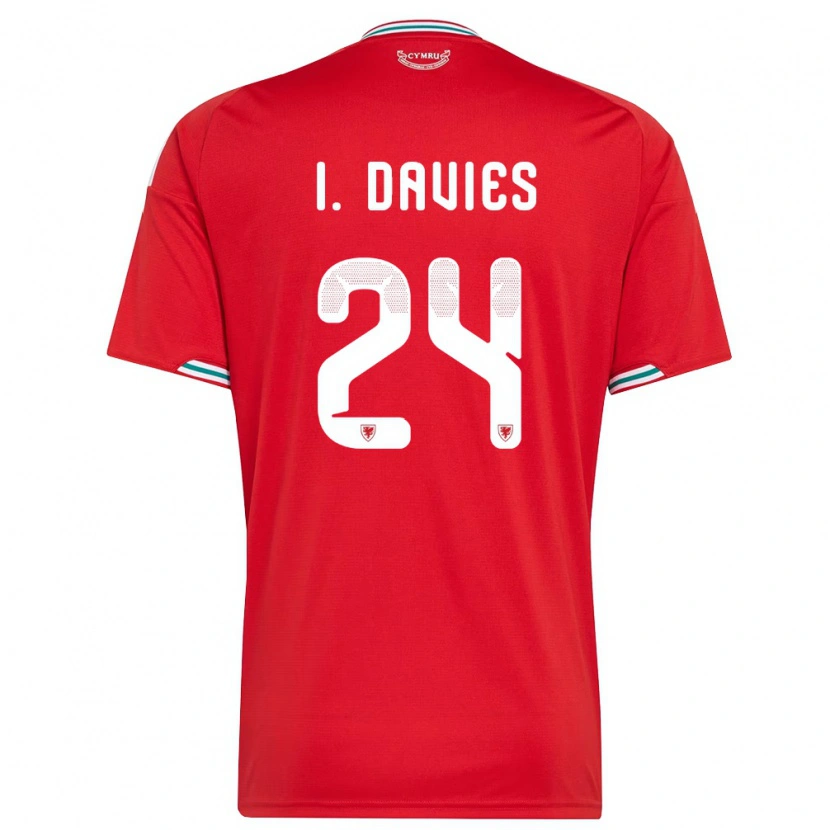 Danxen Män Wales Isaak Davies #24 Röd Vit Grön Hemmatröja Matchtröjor 26-28 Tröjor T-Tröja