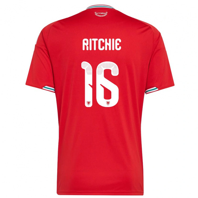 Danxen Män Wales Amelia Ritchie #16 Röd Vit Grön Hemmatröja Matchtröjor 26-28 Tröjor T-Tröja