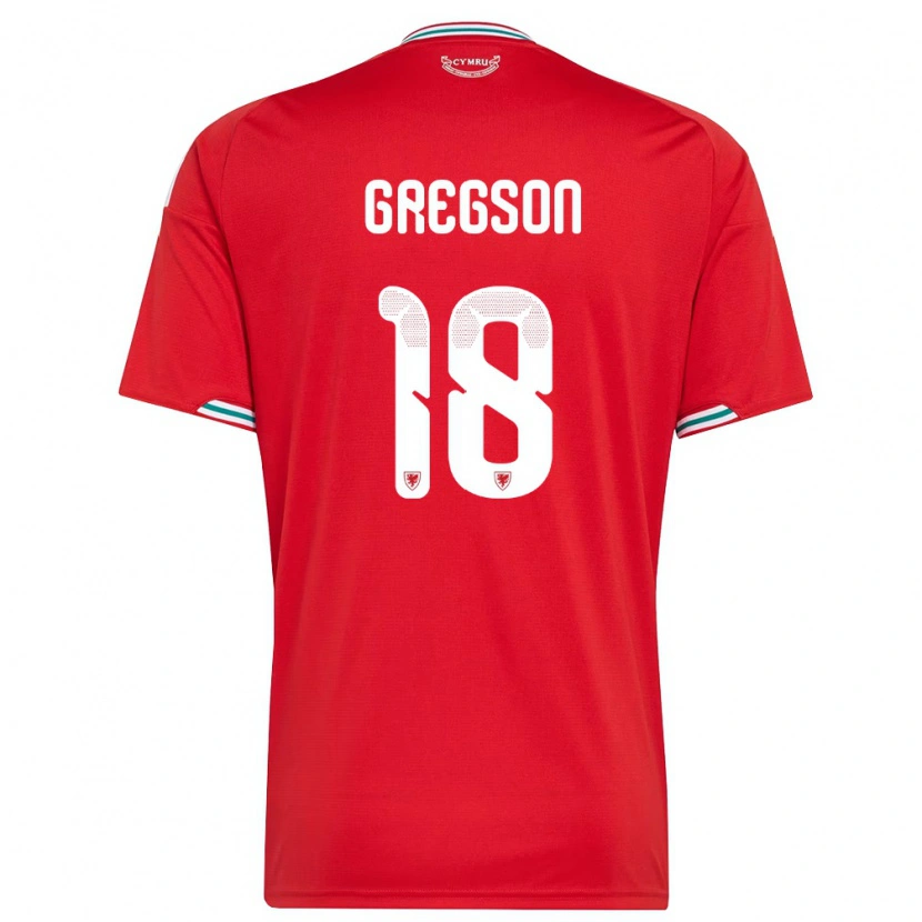 Danxen Män Wales Llewellyn Gregson #18 Röd Vit Grön Hemmatröja Matchtröjor 26-28 Tröjor T-Tröja