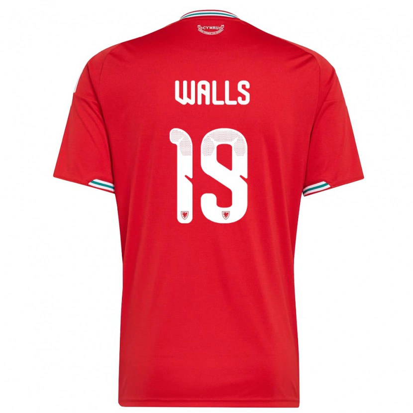 Danxen Män Wales Archie Walls #19 Röd Vit Grön Hemmatröja Matchtröjor 26-28 Tröjor T-Tröja