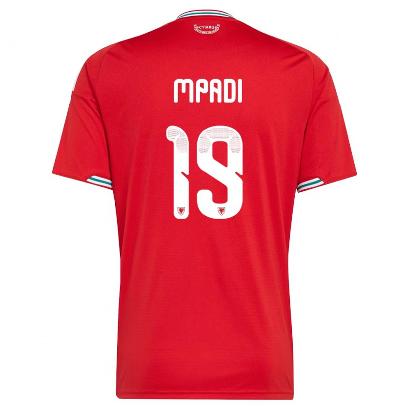 Danxen Män Wales Japhet Mpadi #19 Röd Vit Grön Hemmatröja Matchtröjor 26-28 Tröjor T-Tröja