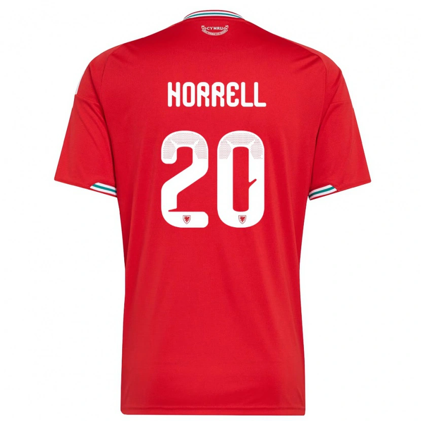 Danxen Män Wales Grace Horrell #20 Röd Vit Grön Hemmatröja Matchtröjor 26-28 Tröjor T-Tröja