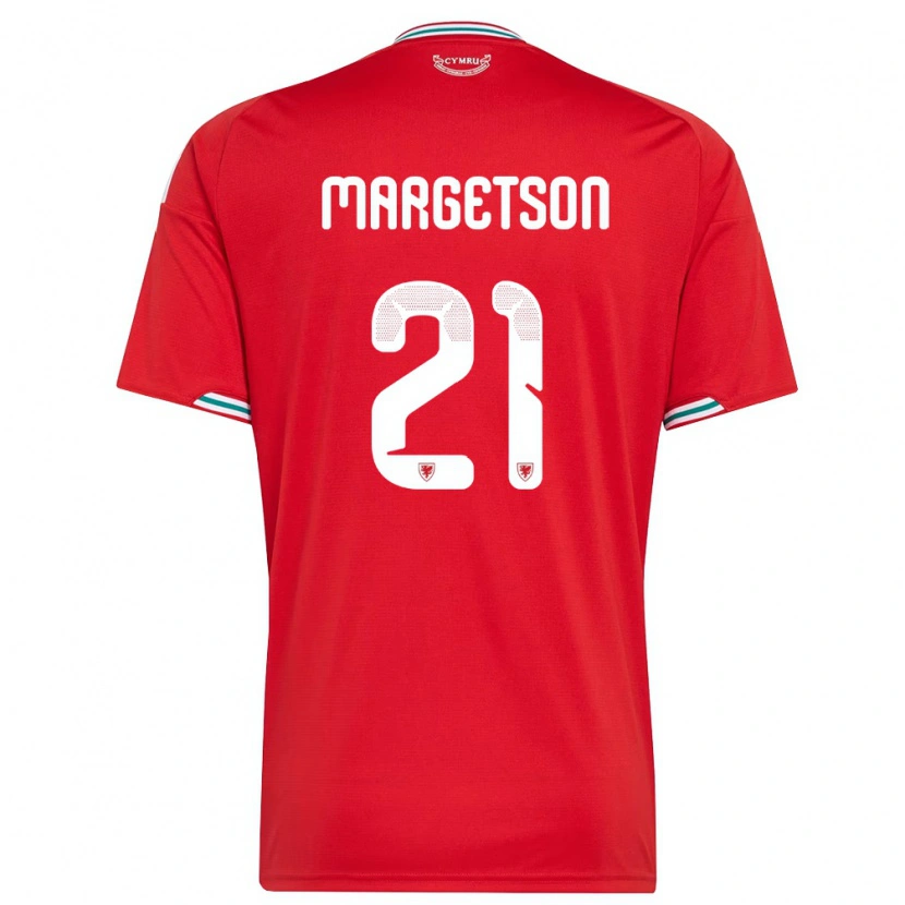 Danxen Män Wales Kit Margetson #21 Röd Vit Grön Hemmatröja Matchtröjor 26-28 Tröjor T-Tröja