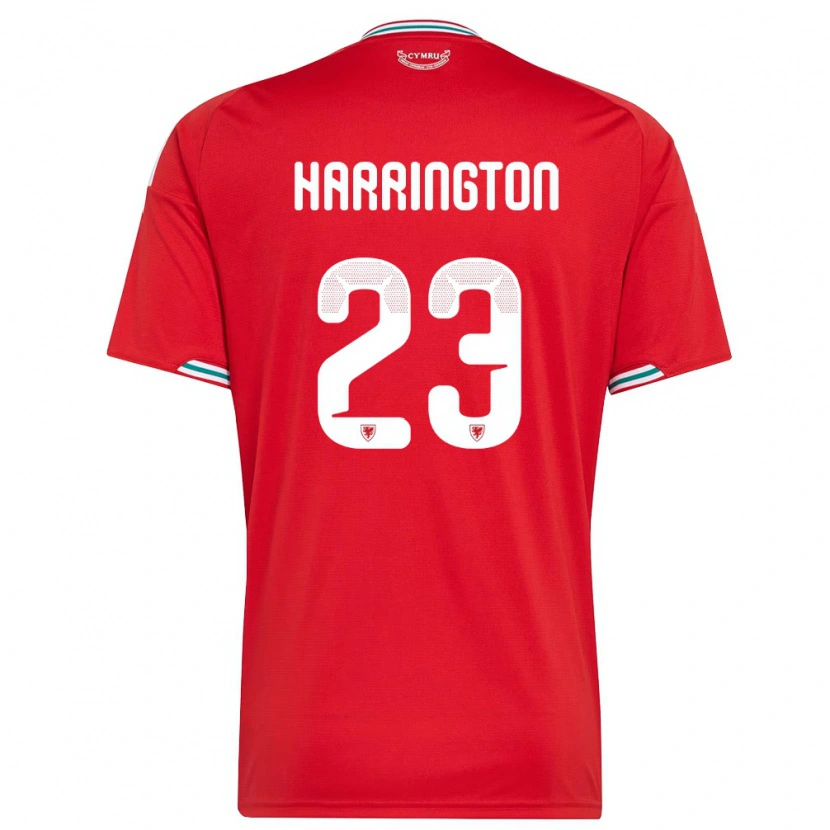 Danxen Män Wales David Harrington #23 Röd Vit Grön Hemmatröja Matchtröjor 26-28 Tröjor T-Tröja