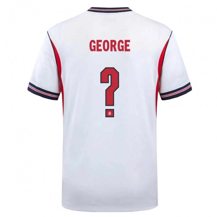 Danxen Män England Tyrique George #0 Vit Marin Röd Hemmatröja Matchtröjor 26-28 Tröjor T-Tröja