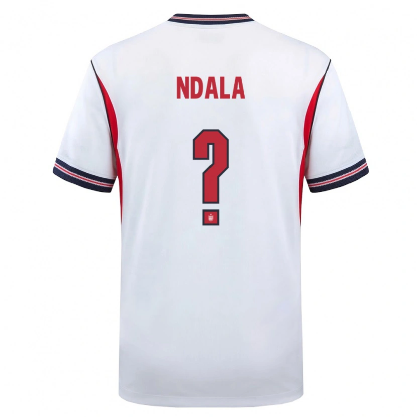 Danxen Män England Joel Ndala #0 Vit Marin Röd Hemmatröja Matchtröjor 26-28 Tröjor T-Tröja