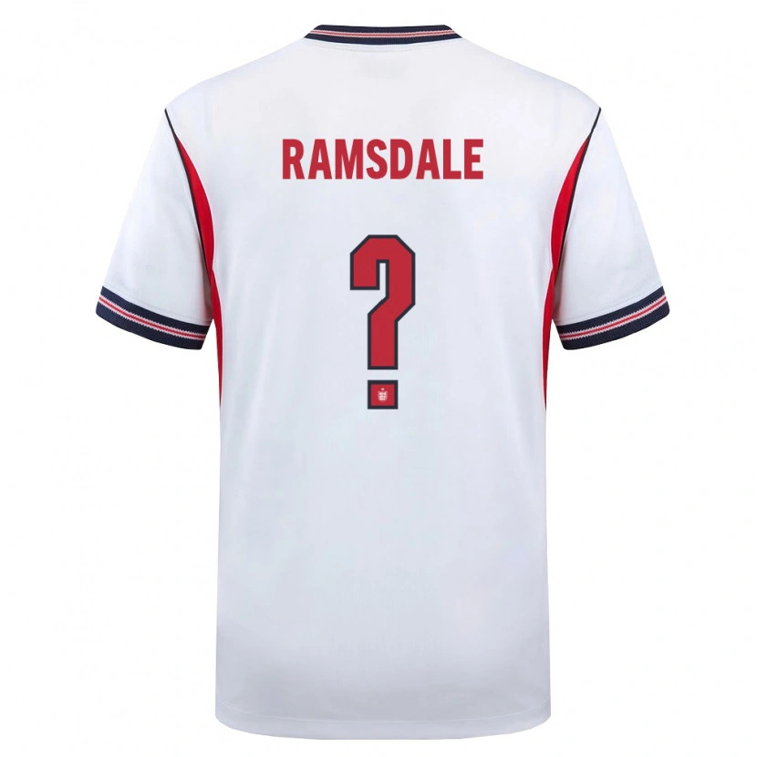 Danxen Män England Aaron Ramsdale #0 Vit Marin Röd Hemmatröja Matchtröjor 26-28 Tröjor T-Tröja