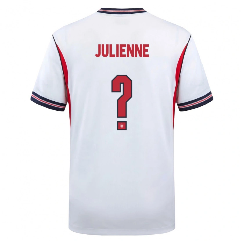 Danxen Män England Theo Julienne #0 Vit Marin Röd Hemmatröja Matchtröjor 26-28 Tröjor T-Tröja