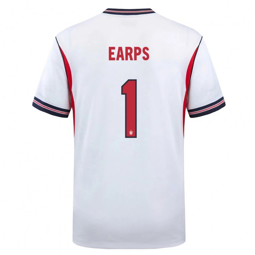 Danxen Män England Mary Earps #1 Vit Marin Röd Hemmatröja Matchtröjor 26-28 Tröjor T-Tröja