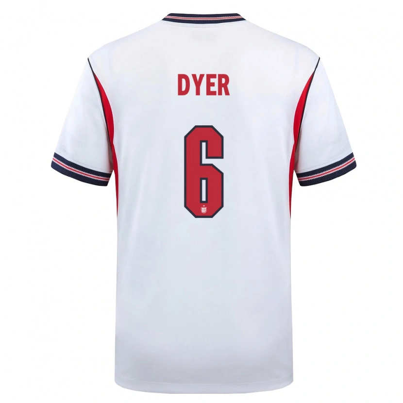 Danxen Män England Kiano Dyer #6 Vit Marin Röd Hemmatröja Matchtröjor 26-28 Tröjor T-Tröja