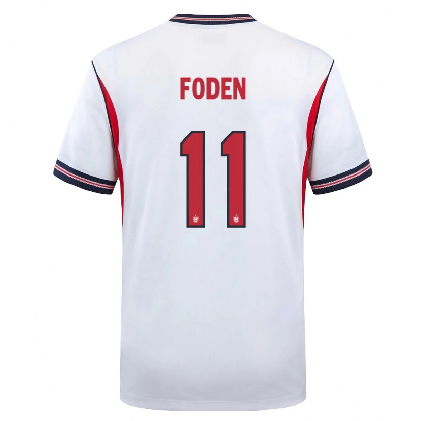 Danxen Män England Phil Foden #11 Vit Marin Röd Hemmatröja Matchtröjor 26-28 Tröjor T-Tröja