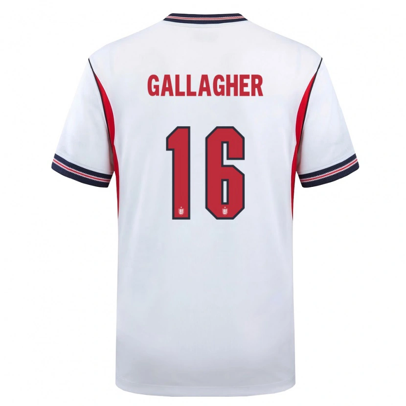Danxen Män England Conor Gallagher #16 Vit Marin Röd Hemmatröja Matchtröjor 26-28 Tröjor T-Tröja