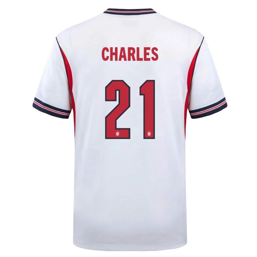Danxen Män England Niamh Charles #21 Vit Marin Röd Hemmatröja Matchtröjor 26-28 Tröjor T-Tröja